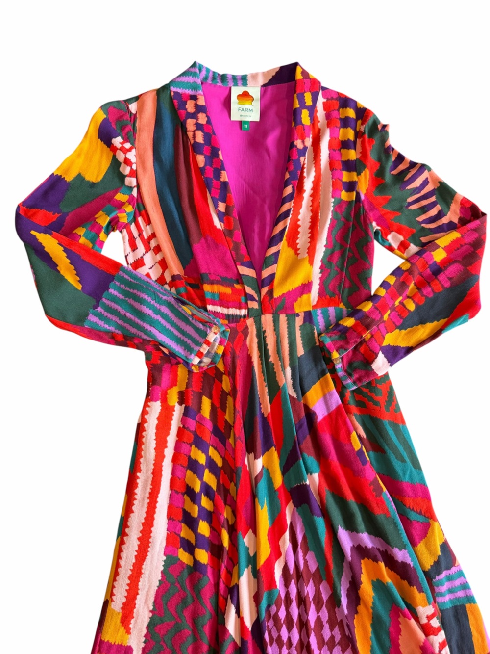 FARM Rio XS Multicolor Abstract Geometric Maxi Dress - Picture 2 of 14